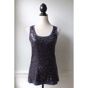 Eyeshadow Navy Blue Sequin Racerback Tank
